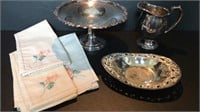 Silver Plated Bowl and Linens