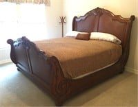 Solid Cherry Wood King Size Sleigh Bed