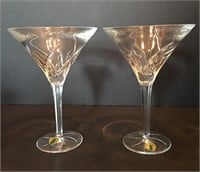 Two Waterford Crystal Martini Glasses