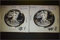 (2) 1oz  .999 Silver Rounds #1, #2