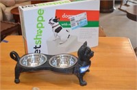 Cast Iron Cat Stand w/ Feed & Water Bowl, and