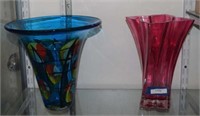 Art Glass Vase and Pink Glass Vase
