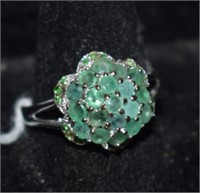 Sterling Silver Ring w/ Emeralds