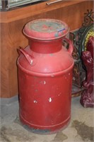 Antique Red Painted Cream Can