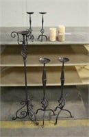 (5) Metal Candle Stands & (5) Candles