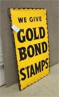 Gold Bond Stamps Metal Sign, Approx 32"x56"