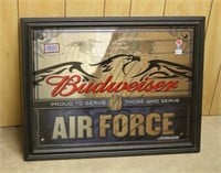 Budweiser Air Force Mirror, Approx 27"x21"