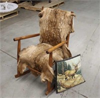 Small Handmade Rocking Chair w/Elk Calf Hide &