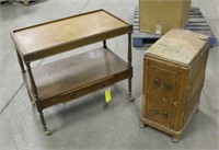 Vintage Drawer & Wood Cart, Approx 12"x27"x18" &
