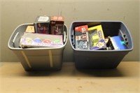 (2) Totes of Collectable Cars, M&Ms Items & Wood