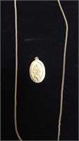 14k Saint Christopher pendant and chain