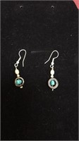Pair earrings turquoise and hematite