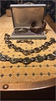 2 brackets & sterling necklace bracelet set