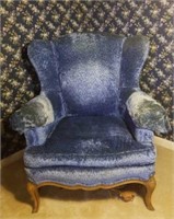 Blue Velvet Wingback Chair