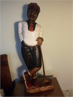 Large Wooden Figure of a Man Golfing