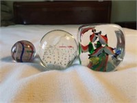 Glass Paperweights w/ 3-D Designs
