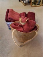 Large Tote and Bag Full of Burgundy Towels