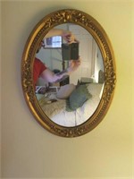 Oval Shaped Mirror w/ Gold Paint Trimming