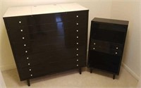 Lot of 2- Black/White Dresser & Standing Shelf