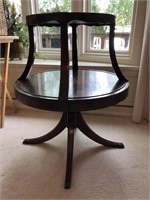 2 Tier Round Side Table leather inlay