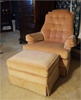 Pink Parlor Chair w/ Ottoman