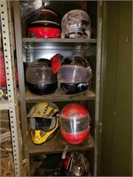 Metal cabinet with helmets
