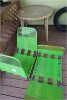 Plastic Outdoor Table & 2 Lawn Chairs