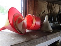 Contents of Shelf-Funnels, Oil Cans, Clamps,
