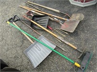 Hand Tool Lot-Shoels, Pitch Fork, Digging Bar,misc