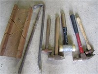 Misc. Tool Lot-Hammer, Miter Box, Crowbar, misc.
