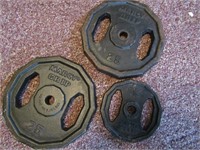 2-25 lb. Marcy Grip Plates & 1-5 lb. Plate