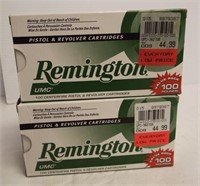 (2) Boxes of 100 Remington UMC 40 S&W 180 grain