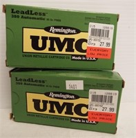 (2) Boxes of 50 Remington UMC 380 auto 95 grain