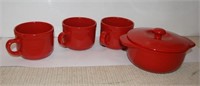 Nice Red Set of Soup Bowls