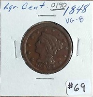 1848  Large Cent  VG-8