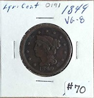 1849  Large Cent  VG-8