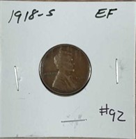 1918-S  Lincoln Cent  EF