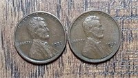 (2)  1923-S  Lincoln Cents  F