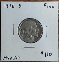 1916-S  Buffalo Nickel  F