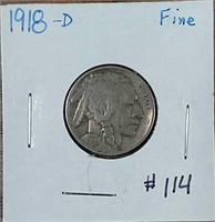 1918-D  Buffalo Nickel  F