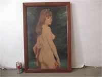 Peinture sur bois Femme nue antiquite original