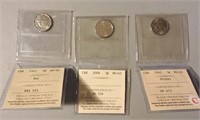 Graded Certified 5 Cent Candian Coins