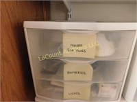 3 drawer storage unit w contents