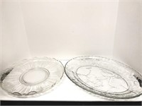 Two clear glass platters