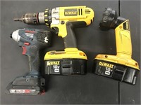 Bosch,Dewalt drills and Dewalt flashlight

All