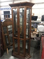 Beautiful lighted glass and wood cabinet 

76IN