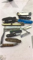 12 pocket & pen knives, includes a nice fish