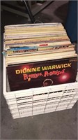 Crate of record albums including Dionne Warwick ,