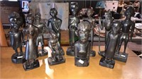 11 ebony wood carved African figures, the tallest