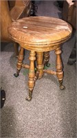 Oak ball and claw foot piano stool (1007)